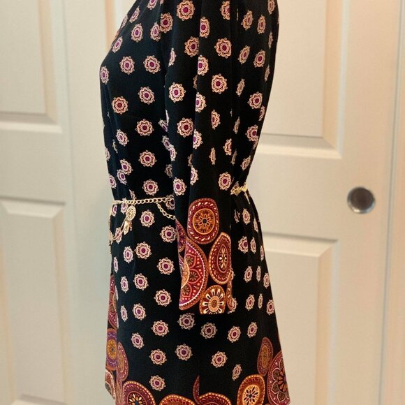 Women's Medallion Dress by Nicole Miller with a Slight Upper Split on the Chest - Picture 8 of 11